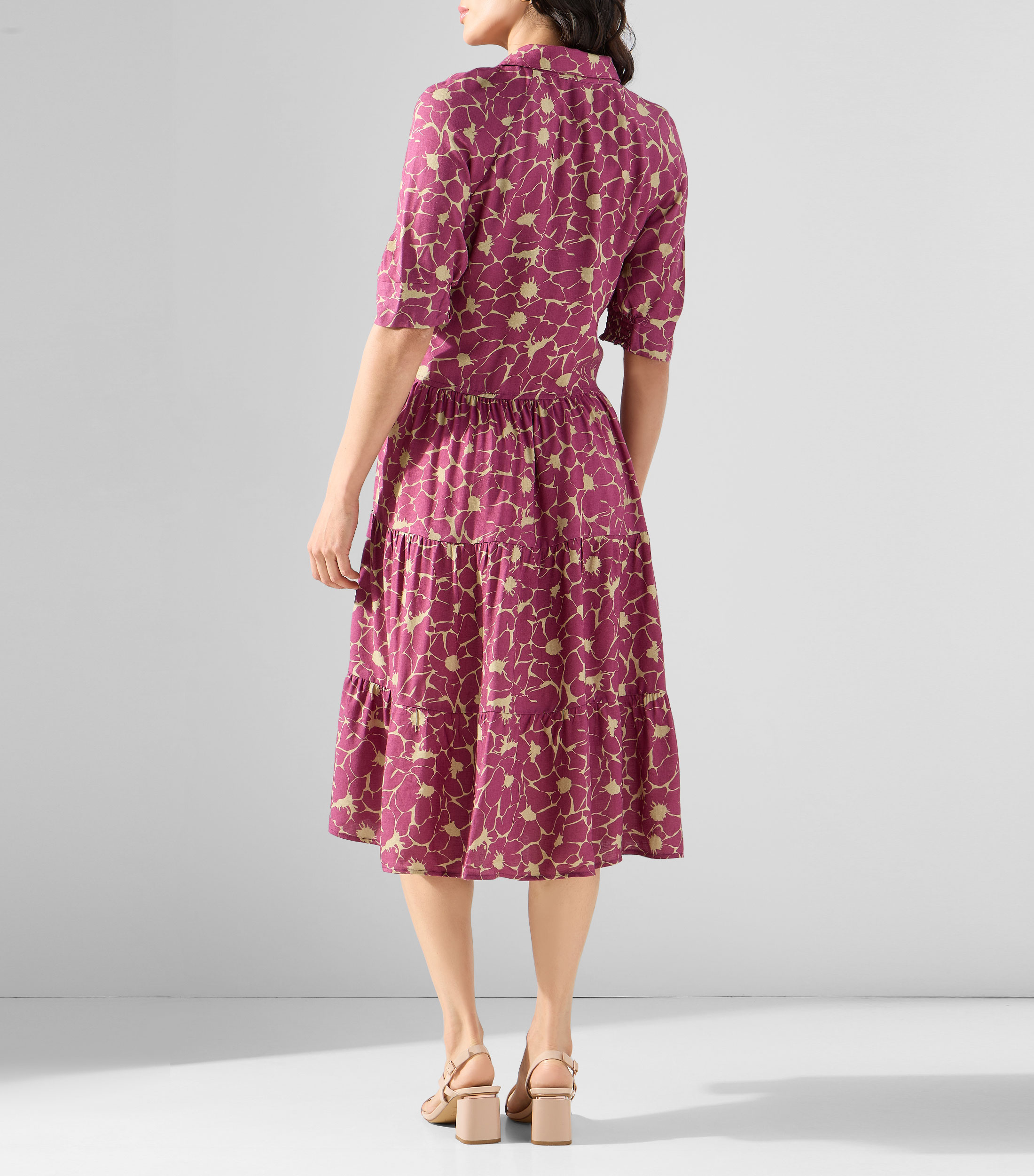 Vestido midi manga corta fantasía Mujer